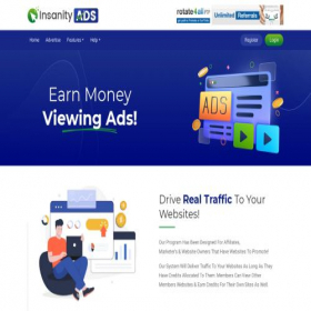 Скриншот главной страницы сайта insanityads.com