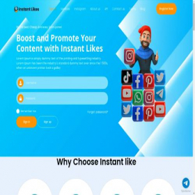 Скриншот главной страницы сайта instant-likes.com