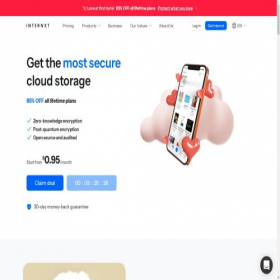 Скриншот главной страницы сайта internxt.com