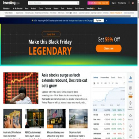 Скриншот главной страницы сайта investing.com