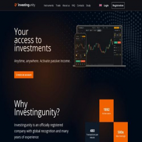 Скриншот главной страницы сайта investingunity.com