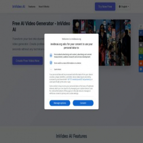 Скриншот главной страницы сайта invideoai.org