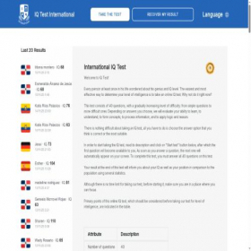 Скриншот главной страницы сайта iq-test-international.org