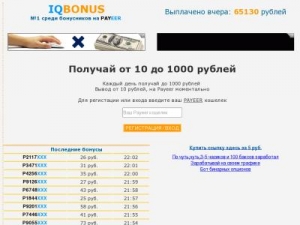 Скриншот главной страницы сайта iqbonus.ru