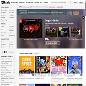 Скриншот главной страницы сайта itch.io