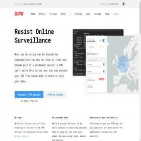 Скриншот главной страницы сайта ivpn.net