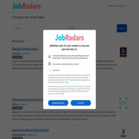 Скриншот главной страницы сайта jobradars.com