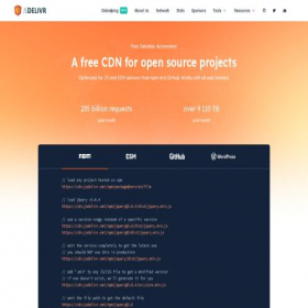 Скриншот главной страницы сайта jsdelivr.com