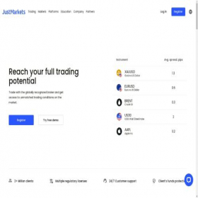 Скриншот главной страницы сайта justmarkets.info
