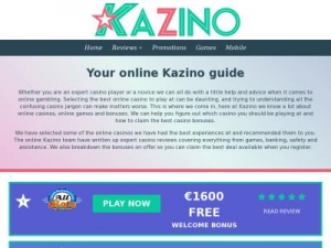 Скриншот главной страницы сайта kazino.com