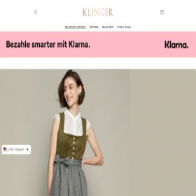 Скриншот главной страницы сайта klingerdirndl.com