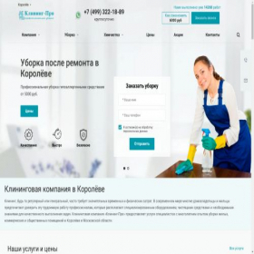 Скриншот главной страницы сайта korolev.klining-pro.ru