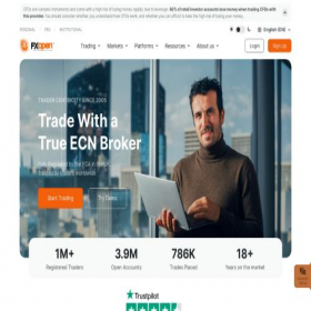 Скриншот главной страницы сайта landing.fxopen.co.uk