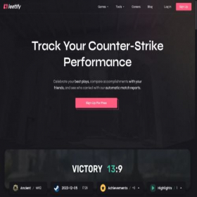 Скриншот главной страницы сайта leetify.com