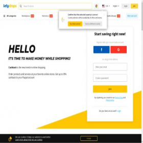 Скриншот главной страницы сайта letyshops.com