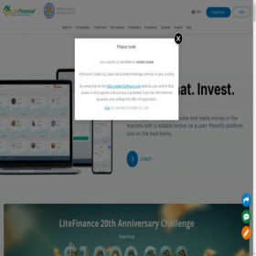 Скриншот главной страницы сайта litefinance.com