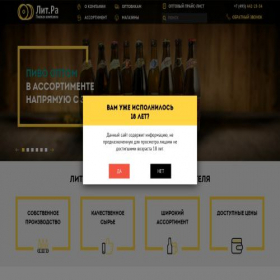 Скриншот главной страницы сайта litra-beer.ru
