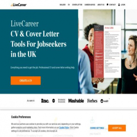 Скриншот главной страницы сайта livecareer.co.uk