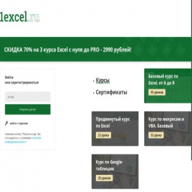 Скриншот главной страницы сайта lk.1excel.ru