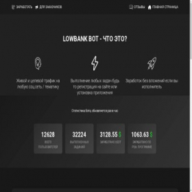 Скриншот главной страницы сайта lowbankbot.com