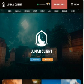 Скриншот главной страницы сайта lunarclient.com