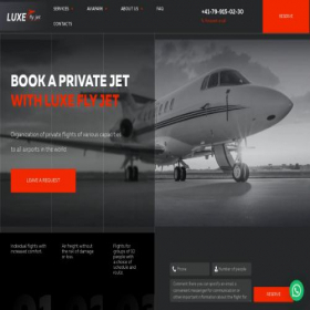 Скриншот главной страницы сайта luxe-fly-jet.com
