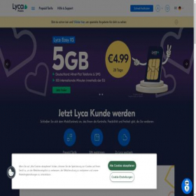 Скриншот главной страницы сайта lycamobile.de