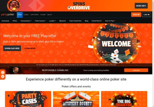 Скриншот главной страницы сайта m.partybets.com