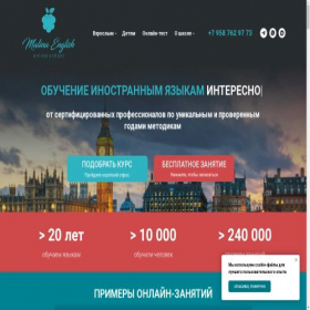 Скриншот главной страницы сайта malinaenglish-online.ru