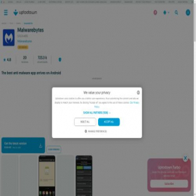 Скриншот главной страницы сайта malwarebytes-anti-malware.en.uptodown.com