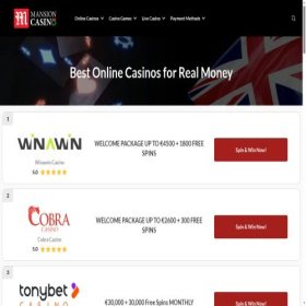 Скриншот главной страницы сайта mansioncasino.com