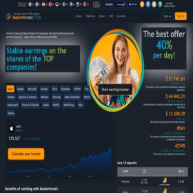 Скриншот главной страницы сайта masterinvest.fun