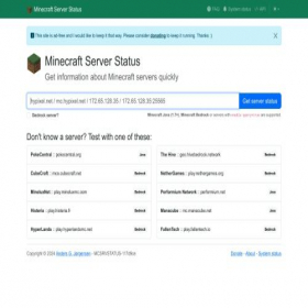 Скриншот главной страницы сайта mcsrvstat.us