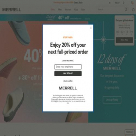 Скриншот главной страницы сайта merrell.sa.com