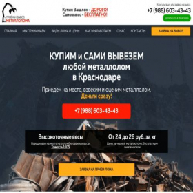 Скриншот главной страницы сайта metall-kuban123.ru