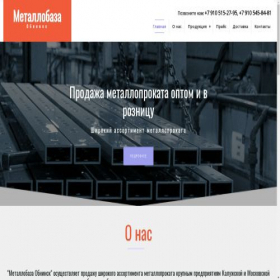 Скриншот главной страницы сайта metallobaza40.ru