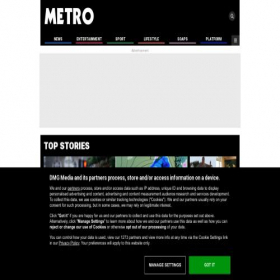 Скриншот главной страницы сайта metro.co.uk