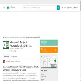 Скриншот главной страницы сайта microsoft-project-professional-2016.en.softonic.com