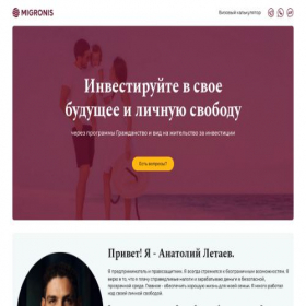 Скриншот главной страницы сайта migronis.site