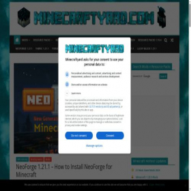 Скриншот главной страницы сайта minecraftyard.com