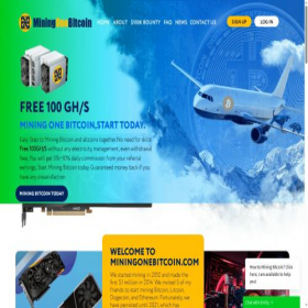 Скриншот главной страницы сайта miningonebitcoin.com