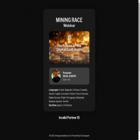 Скриншот главной страницы сайта miningracewebinar.com