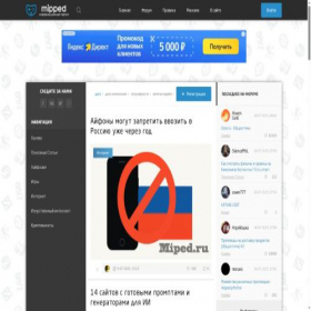 Скриншот главной страницы сайта mipped.com