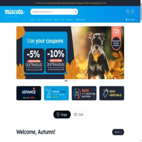 Скриншот главной страницы сайта miscota.com