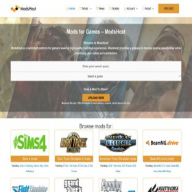 Скриншот главной страницы сайта modshost.net
