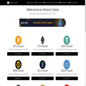 Скриншот главной страницы сайта momocoins.net