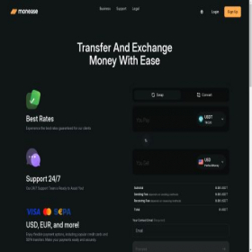 Скриншот главной страницы сайта monease.io