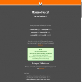 Скриншот главной страницы сайта monerofaucet.info