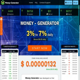 Скриншот главной страницы сайта money-generator.me