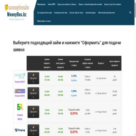 Скриншот главной страницы сайта moneybox.kz